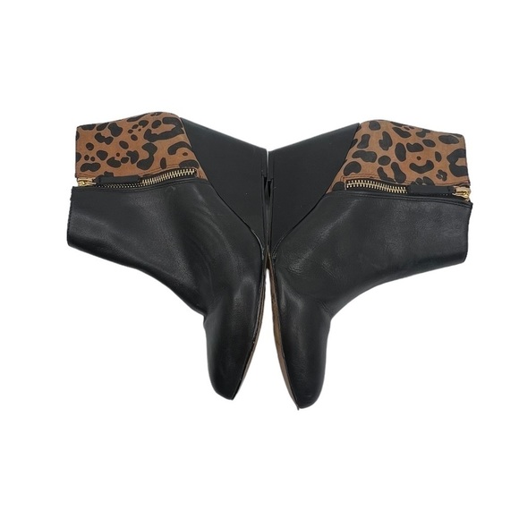 DV By Dolce Vita Black Brown Leopard Print Wedge Heels Size 8 1/2 Women's - Picture 7 of 9